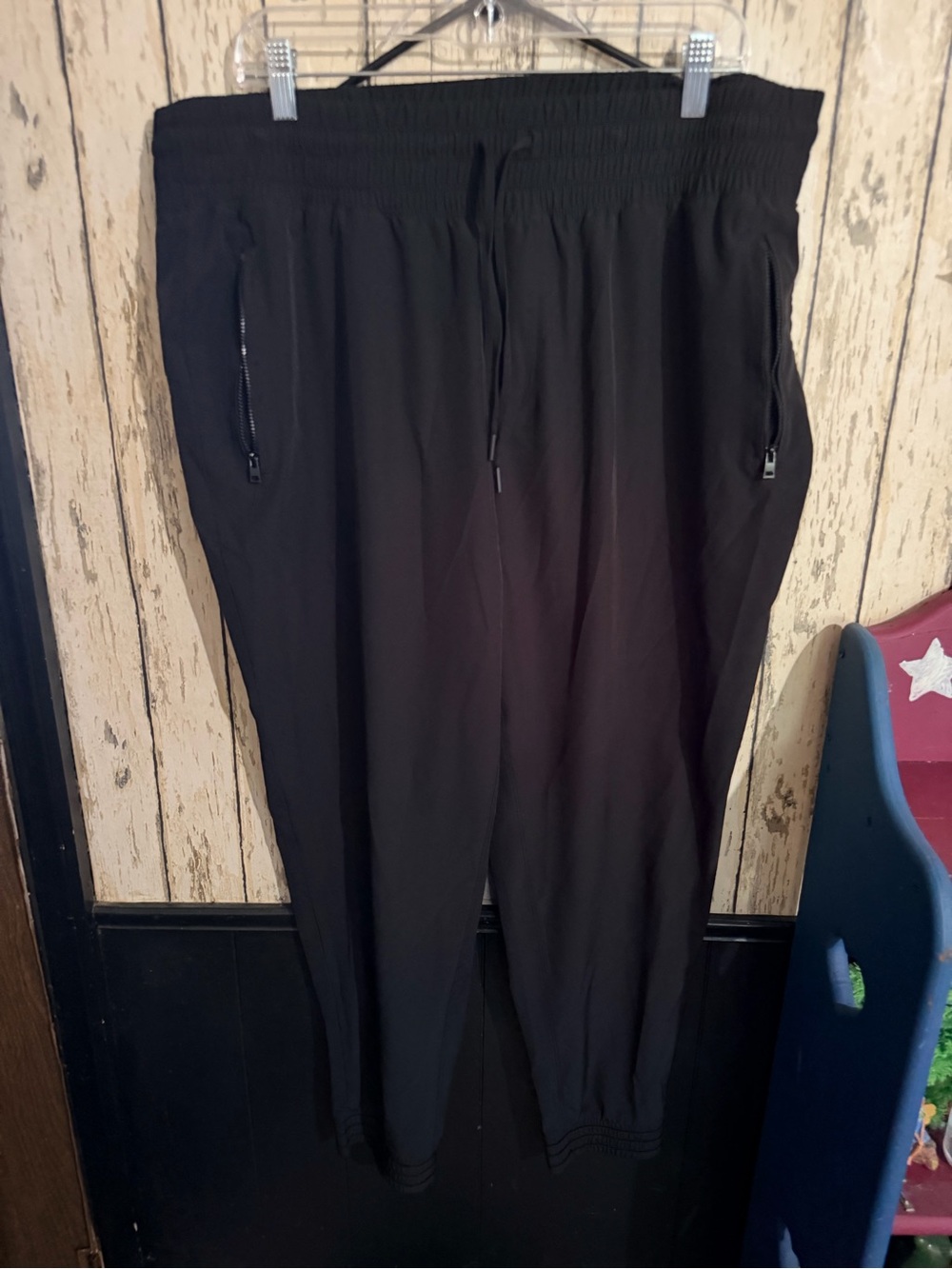 90 Degree by Reflex 1X Black Active Jogger Pants Zipper Pockets